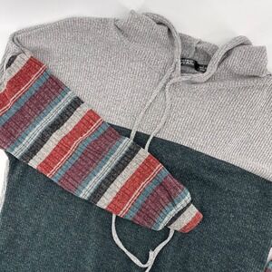 Cure Color Block Hoodie Striped Sleeve Pullover Sweatshirt Top, Size L‎